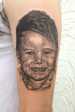 Black and grey portrait of the customers son